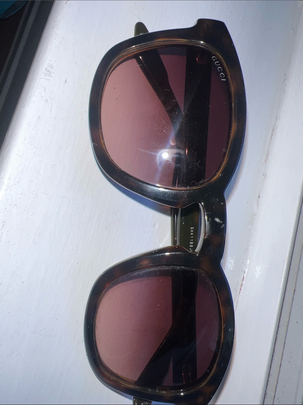 Authentic Gucci GG0034S Tortoiseshell Square Sunglasses - Serial Engraved